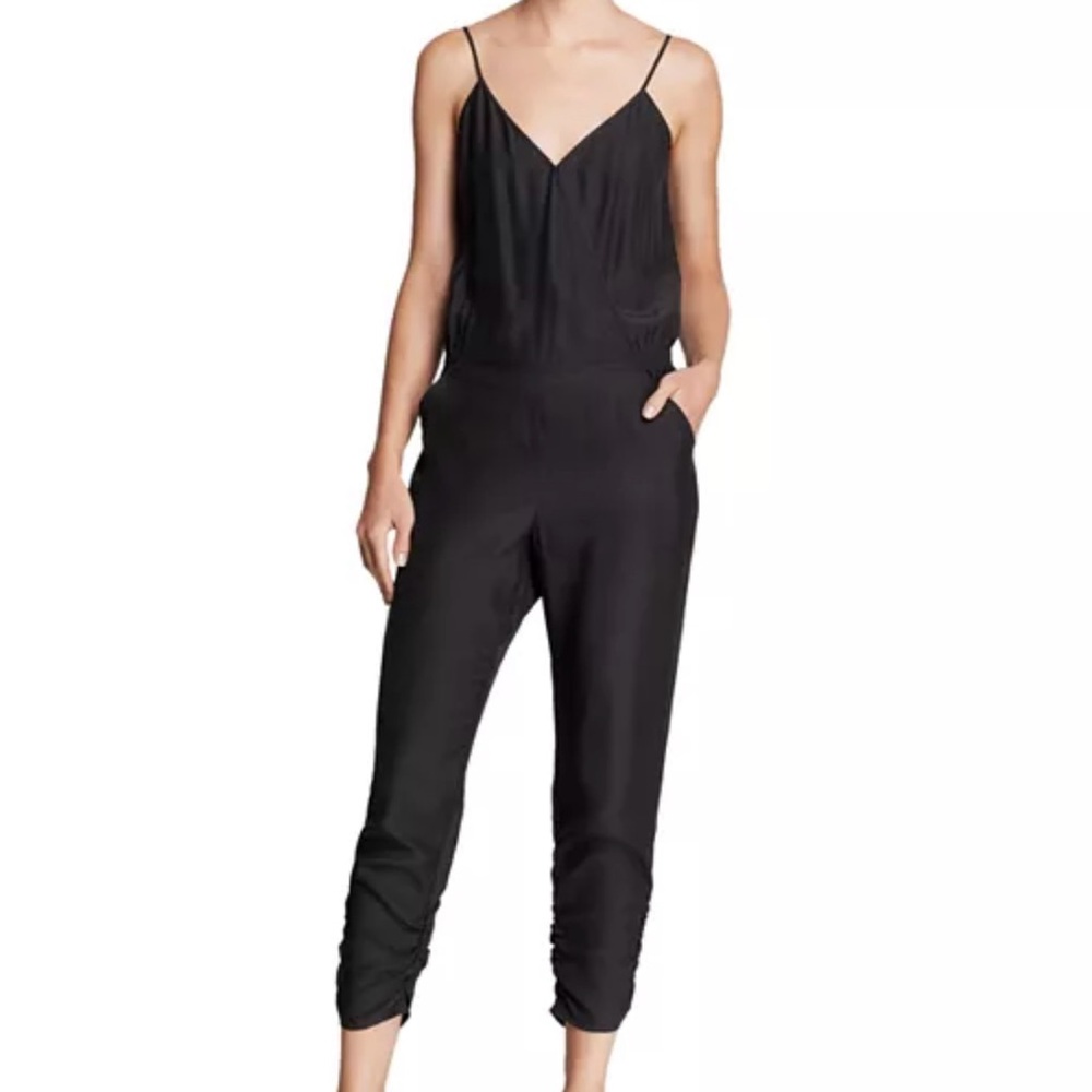 Parker Black Liv Silk Spaghetti Strap V - Neck Womens Jumpsuit